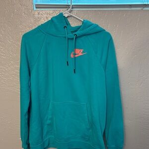 Nike Teal Hoodie with Pink Logo